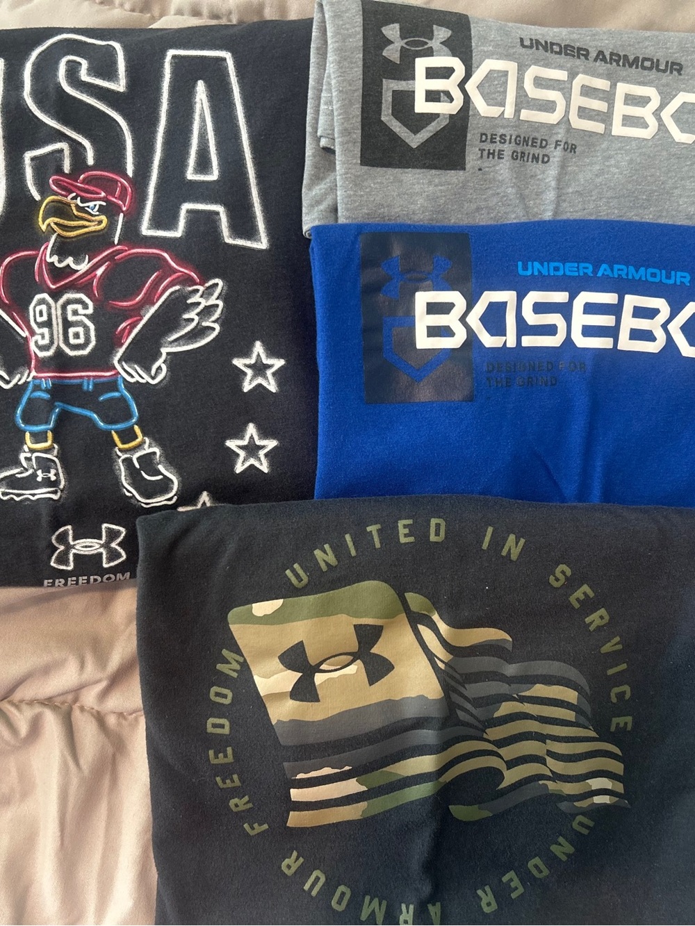 Under Armour Kids Graphic Tee Bundle in Black, Gray, Royal Blue